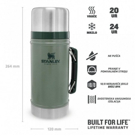 Stanley The Legendary Classic Food Jar 0.94L, Hammertone Zelena, Vakuumsko izoli