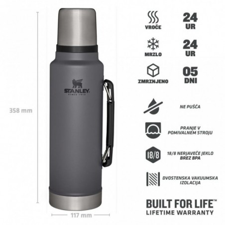 Stanley Classic Bottle 1L, Charcoal