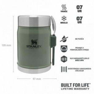 Stanley Classic Food Jar + Spork 0.4L, Hammertone Zelena,... 2