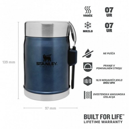 Stanley Classic Food Jar + Spork 0.4L, Nightfall Modra, Posoda za hrano