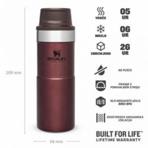 Stanley Classic Trigger Travel Mug 0,35L, Wine Rdeča,... 2