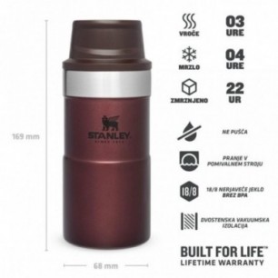 Stanley Classic Trigger Travel Mug 0,25L, Wine Rdeča,... 2