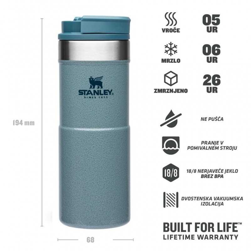 Stanley NeverLeak Travel Mug 0.35L, Hammertone Ice
